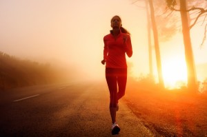 woman running at sunset